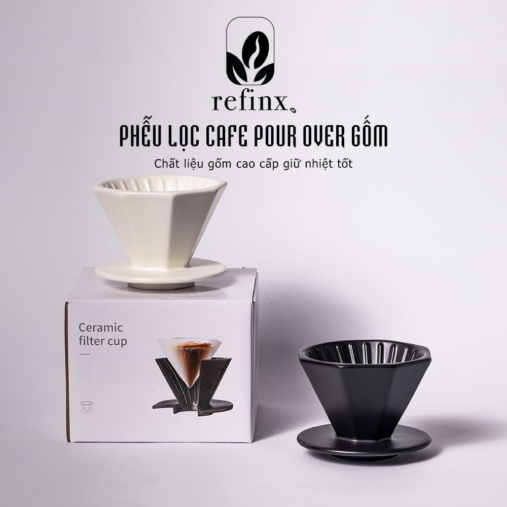 Phễu lọc cafe Refinx chất liệu gốm cao cấp với rãnh dẫn nước thế hệ mới